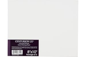 Centurion All-Media Primed Linen Panels - 8x10 3 Pack - 11oz Universal Primed Canvas Boards for Painting, Mounted on MDF Wood, Non-Warping, Ideal for Artists, Professionals, and Painters