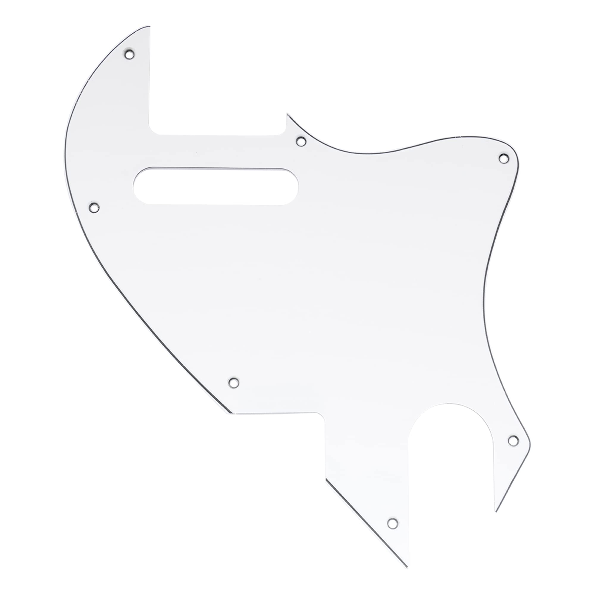 Musiclily Pro 7 Holes Guitar Pickguard for Fender F-Hole Hybrid Tele Style Electric Guitar, 3ply White
