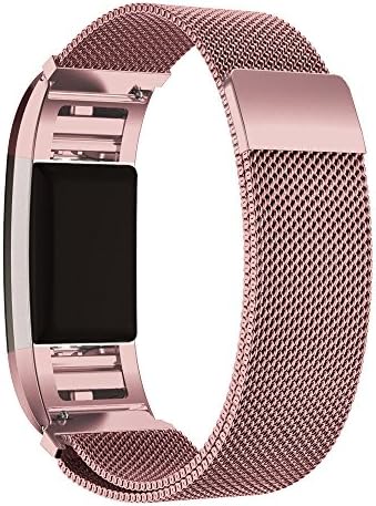 CIDETTY Milanese Replacement Bands with Strong Magnetic Clasp for Fitbit Charge 2 (Rose Pink)
