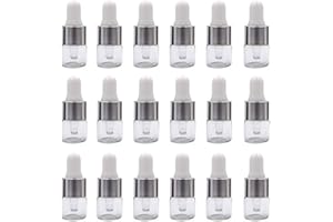 ConStore 50pcs Clear Glass Dropper Bottles Mini Essential Oil Vials with Glass Eye Dropper Empty Cosmetic Lotion Sample Bottles Refillable DIY Cosmetic Container Liquid Perfume (1ml)