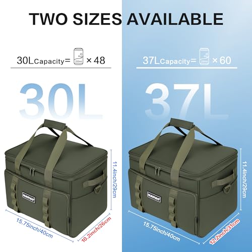 Hulongo Cool Bag 30L Insulated Cooler Bag Waterproof Picnic Thermal Bag For Camping, Travel, Grocery Shopping & Fishing