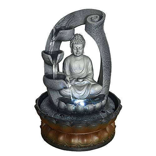 image for PeterIvan Buddha Fountain - 11in Buddha Tabletop Water Fountain for Ho