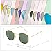 LianSan Classic Retro Metal Frame Round Circle Mirrored Sunglasses for Men and Women Glasses 3447 Green Glass Lens