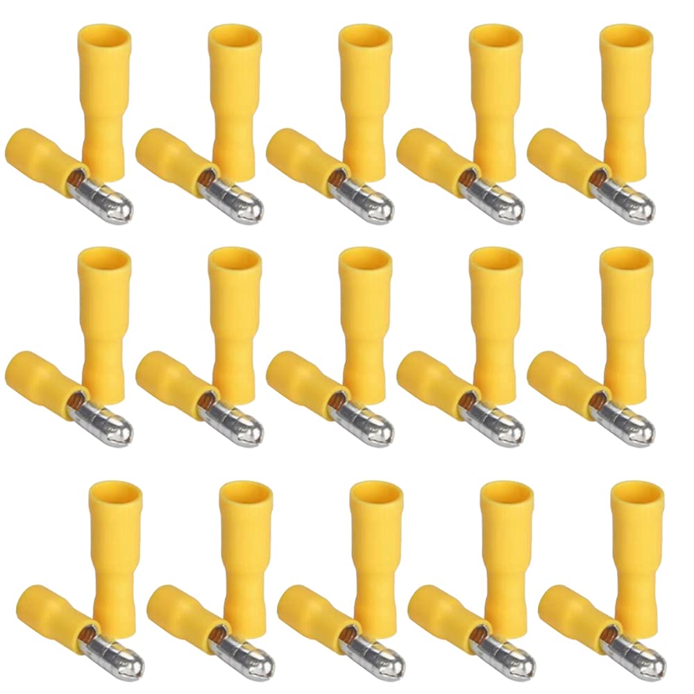 Ruidee 100pcs 12-10 AWG Insulated Male/Female Bullet Connector Electrical Bullet Butt Terminals Quick Splice Wire Crimp Connectors（Yellow/UPZY)