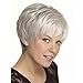 YX Women's Short Fluffy Wavy Fashion Silver White Synthetic Heat Resistant Wigs