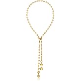 FAMARINE Gold Beaded Lariat Necklace Y Shaped Long Necklace Necklaces for Women Dainty Jewelry