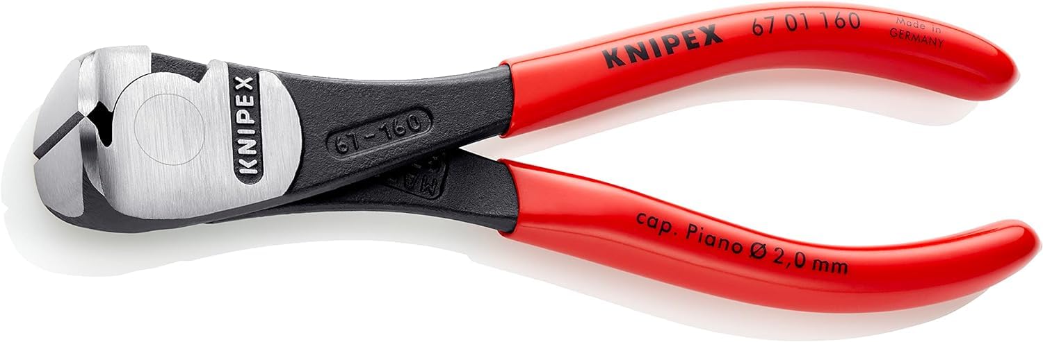 KNIPEX High Leverage End Cutting Nipper with Plastic Coating 160 mm, 67 01 160