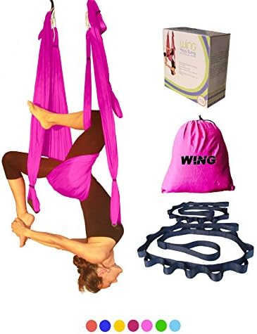 SALE TODAY!! Yoga Swing Aerial Inversion Sling Trapeze Hammock For Excercises. Includes 2 Daisy Chain Adjustable Straps Fabric, Comfortable and Ultra Strong For Outdoor Or Indoor by Wing