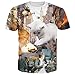RAISEVERN Unisex Casual Lifelike Huge Cat Printed T shirts Huge Cat XX-Large
