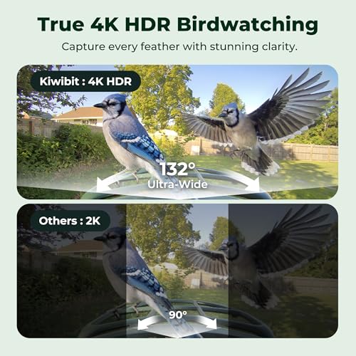Kiwibit Smart Bird Feeder with Camera Solar Powered, 4K Video Live stream, Wireless Outdoors Bird Camera, AI Identification Bird Species, Real-Time Bird Alert, Birdwatching Gift for Bird Lovers, Green