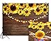 Funnytree 7X5FT Sunflower Wood Texture Backdrops for Photography Rustic Child Baby Shower Birthday Wedding Party Background Banner for Picture Photo Studio Photobooth Decoration