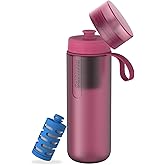 Philips Water GoZero Active BPA-Free Water Bottle with Fitness Tap Water Filter, Sport Squeeze Water Bottle, Lightweight, 24 oz with Fitness Filter, Plum
