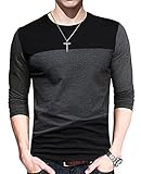 Yong Horse Men's Soft and Comfort Crew Neck Long Sleeve T Shirt (Tag XXXL= L (US 44), Black)