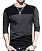 Yong Horse Men's Summer Contrast Color Stitching Crew Neck Long Sleeve Basic T-Shirt Top