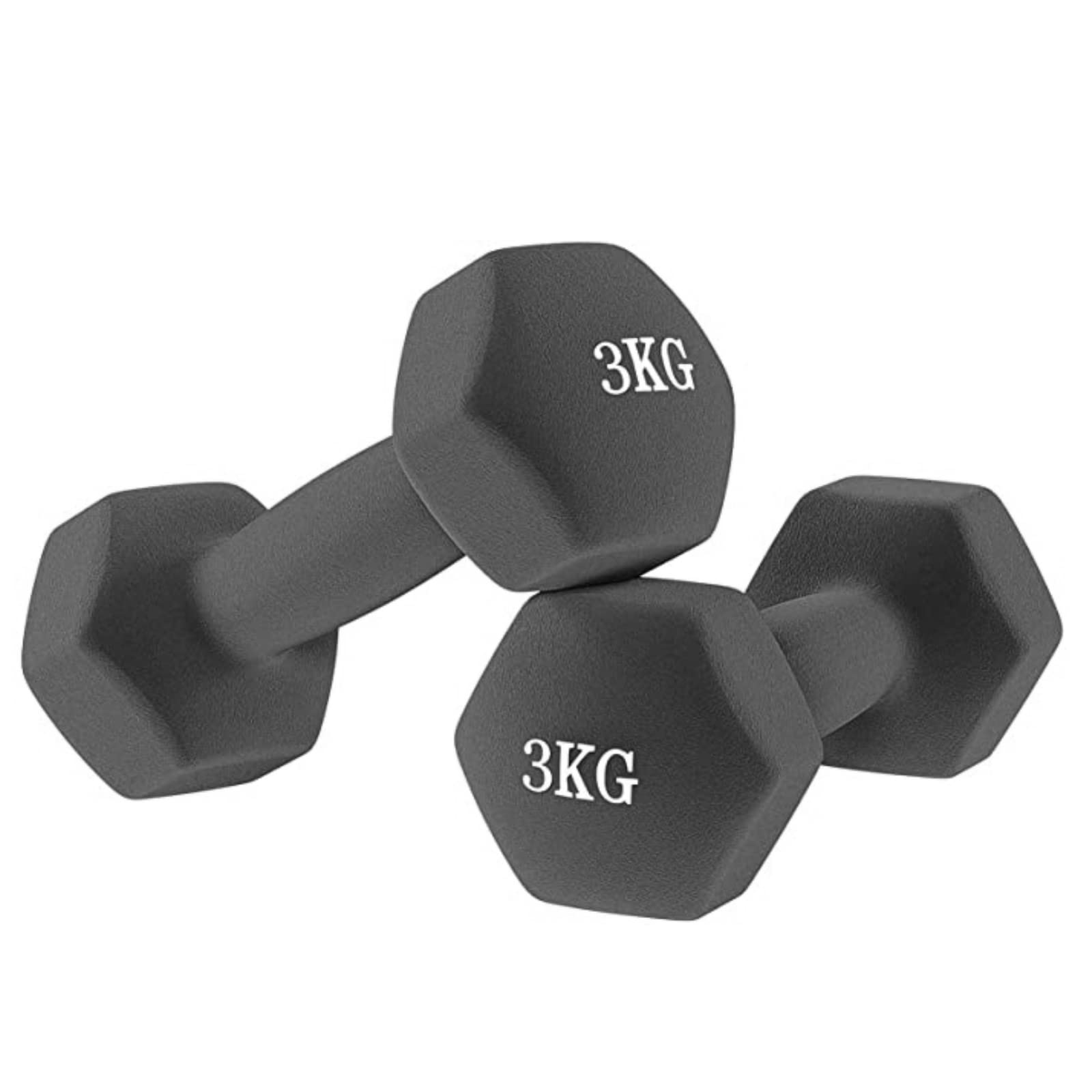 Pair of Home Fitness Dumbbells (2 x 3 kg) Non-Slip Grip Weight Set for Gym, Aerobics, Pilates Yoga