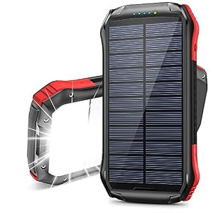 ORITO Solar Power Bank 16000mAh, Solar Portable Charger【2020 Newest】 with 2 USB Outputs & Type-C Input IP65 Waterproof…