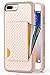 ZVEdeng Protective Credit Card Case Carbon Fiber Card Grip Slim Wallet Case for 7 Plus/8 Plus 5.5'' Rose Gold
