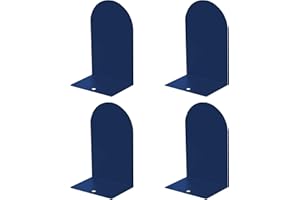 MerryNine Metal Book Ends, 4 Pack Blue Bookends for Shelves, Book Holder for Heavy Books, Book End for Kids Books, Decoration Bookend for Home Office