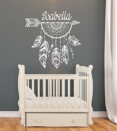 Rustic Wall Decal Name Personalized Custom Decals Boho Arrow Vinyl Sticker Home Decor Nursery Girl Baby Room Kids Stickers Children's Bohemian Decor Art Mural SM243
