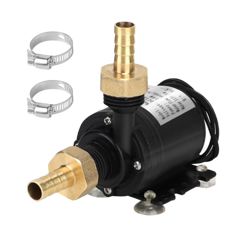 Wzhtuzi Brushless 12V Submersible Water Pump, Black, Plastic & Stainless Steel, 800L/h, Ideal for Garden Pond, Aquarium, Solar Fountain, Pool & Water Circulation System