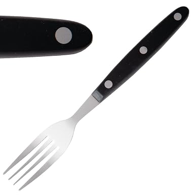 12x Steak Fork Black Handle 200mm 18 0 Stainless Steel Cutlery Kitchen Amazon Co Uk Business Industry Science