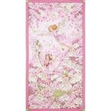 Michael Miller Petal Flower Fairies Panel Pink Fabric By The Yard