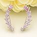 EVER FAITH Ear Cuffs Wrap Hoop Climber Hypoallergenic S925 Sterling Silver CZ Drop Sweep Ear Pin Hook Earrings Pink