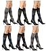 6 Pairs Women's Cotton Fancy Design Multi Color Knee High Socks (Thin Striped )
