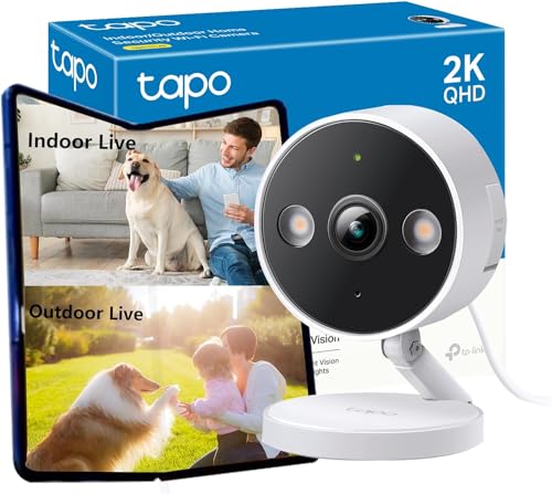 C120 Caméra Surveillance WiFi intérieure ou extérieure, QHD 4MP, Étanche IP66, Détection intelligentes de l'IA, Base magnétique, Double projecteur, Vision Nocturne, Audio Bidirectionnel