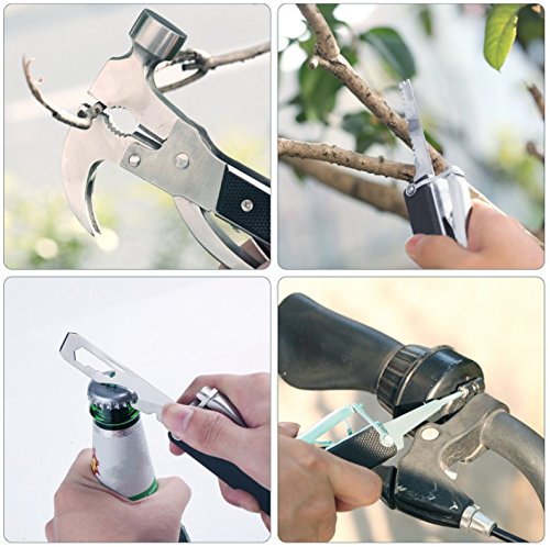 Multifunction Hammer Tool 14 in 1 Portable Stainless Steel Tool,Hammer,Bottle Opener,Knife for Camping Hunting,Fishing or Emergency Preparation(Black) - Thumbnail 4