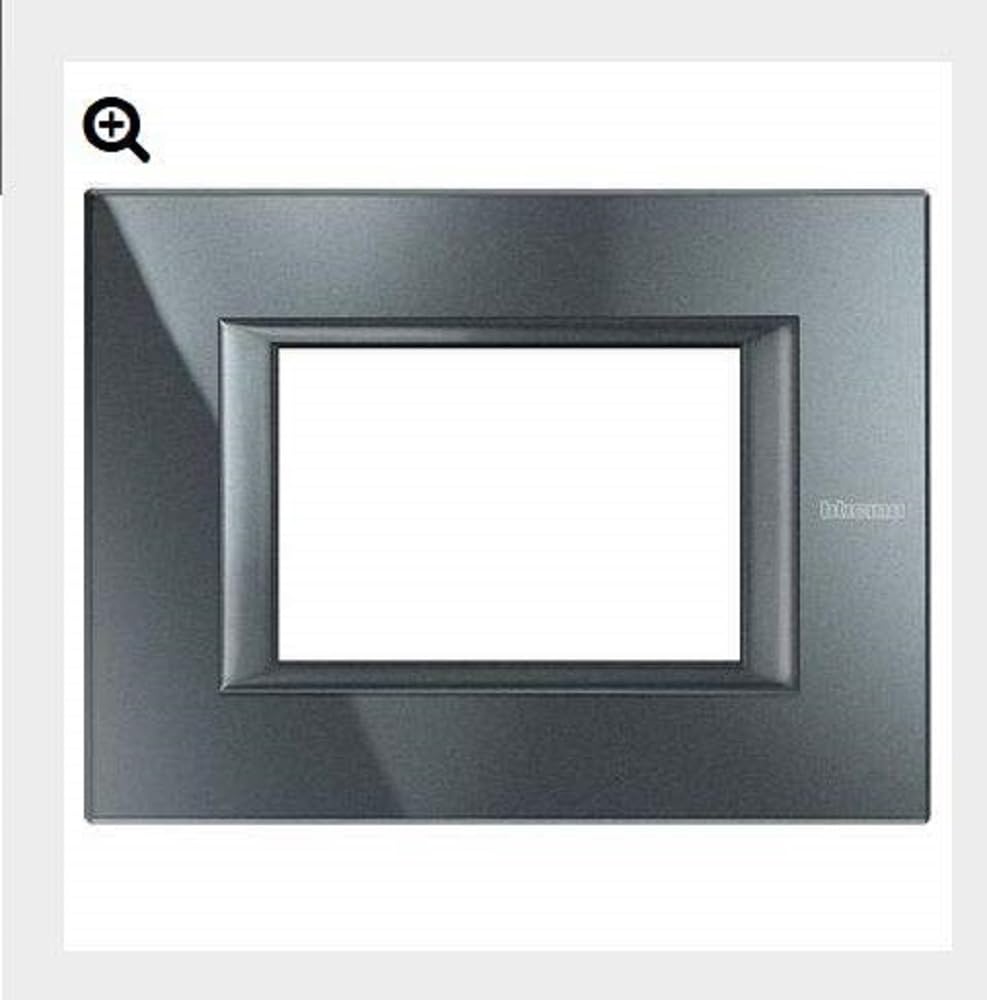 BTicino HA4803HS Axolute Rectangular Wall Plate, 3 Modules, Anthracite, silver, HA4803HS