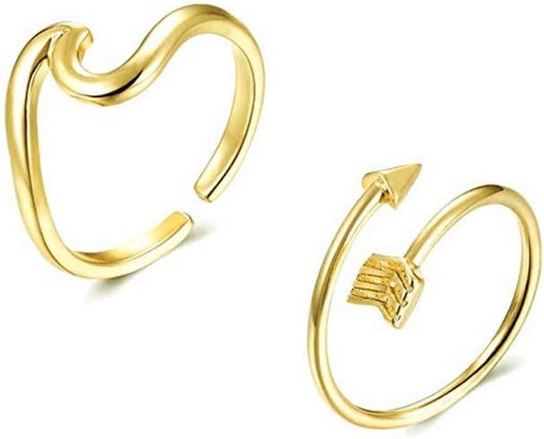 METTU Silver and Rose Gold Open Adjustable Love Arrow Ring for Girls