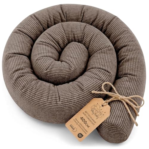 Totsy Baby Seitenschläferkissen Bettschlange Body Pillow 400 cm Cordstoff - Kopfkissen lang Bettrolle Schlafkissen Nackenrolle Zertifikat Oeko-Tex Bra