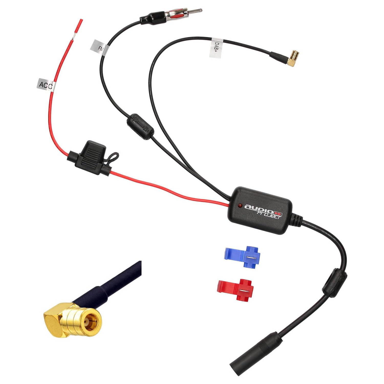 Audioproject A391 DAB Adaptor for Car Radio Amplifier DAB Splitter Car Radio SMB Adapter DIN for Sony Pioneer JVC Kenwood Blaupunkt Alpine DAB Antenna Splitter DAB Antenna Car