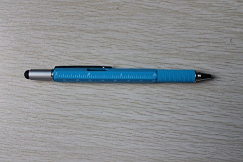 6 in 1 Multitool Pen with Gift Box - Includes 1 Ballpoint Pen, Universal Stylus Pen, Ruler,Flat and Phillips Screwdriver Bit, Level Gauge - The Perfect Multi-Function Gadget (Sky blue) - Thumbnail 2