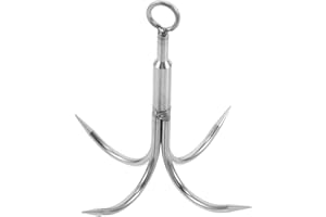 TOMETURE Stainless Steel 4-Claw Multi-Claw Anchor Grapnel Hook for Outdoor Boating Kayaking and Hiking Use