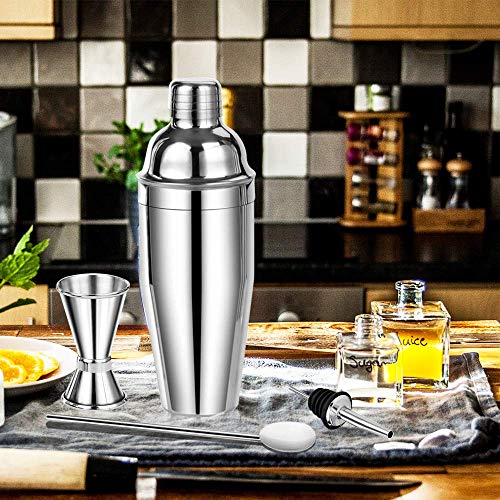 Cocktail Shaker Set, SANBLOGAN 750ML Cocktailshaker Set Profi Cocktailmixer mit Muddler, Messbecher, Barlöffel, Eiszange… – Bild 5