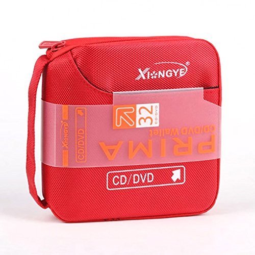 New 32 Disc CD DVD Portable Wallet Storage Organizer Holder Case Bag Album Box (Red)