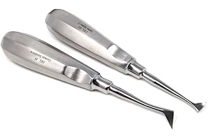 IMED SCIENTIFIC Set of 2 - Cryer Dental Molar Root Extraction Elevator Left and Right East-West Flag Luxating Tips Stainless Steel Instruments (DEL #44 + DEL #45)