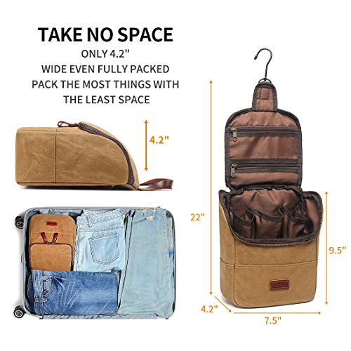 Mens Toiletry Bag Waterproof Leather Canvas Hanging Travel Toiletry Bag