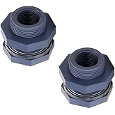 Wejjue 2 Pieces PVC Bulkhead Fitting 1Inch /1.5 inch Plastic Pipe Connector for rain Barrel Aquarium Bulkhead Tank Bulkhead Aquarium Bulkhead (1 inch)