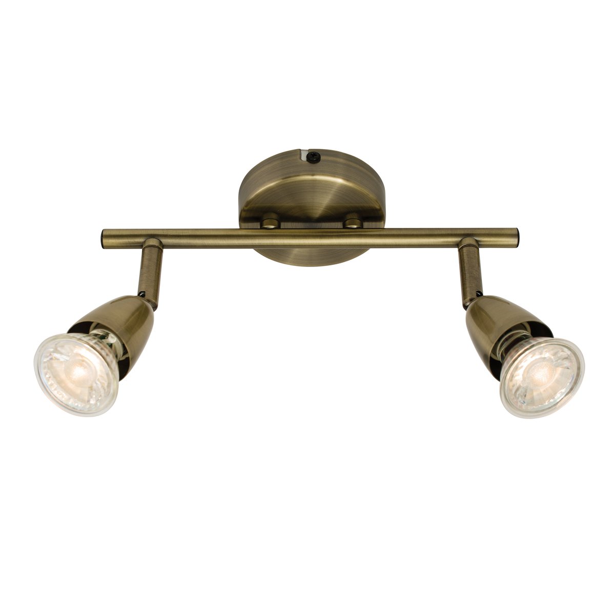 Amalfi 2 Way Adjustable Bar Spotlight Fixture - IP20 Semi Flush Ceiling Light - GU10 LED Compatible Spotlight Lamp - Residential and Commercial Dimmable Light Fitting | Antique Brass Finish