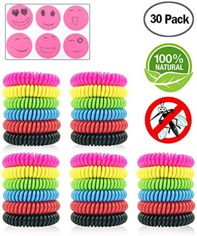 Merratric Mosquito Repellent Bracelets 30 Pack, DEET-Free & Non-Toxic Waterproof Wristbands, Pest Bug Control Bands for Kids and Adults Outdoor Camping Fishing Hiking Traveling.