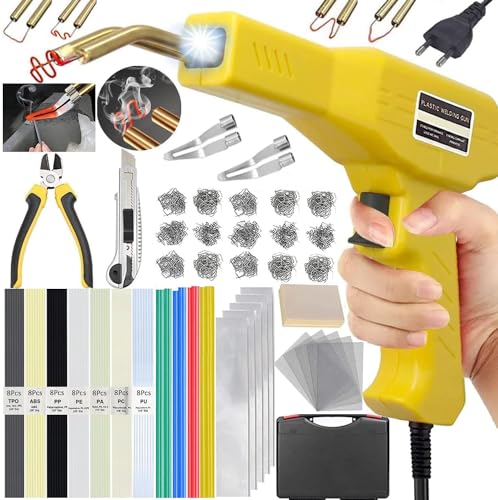220W Plastic Welding Machine 2-in-1 Car Plastic Repair Set with 800 Pieces Welding Nail & 64 Pieces 8 Types Welding Rods, Welding Car Repair Kit for Car Bumpers