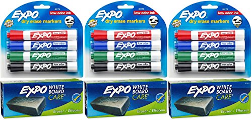 Expo Low-Odor Dry Erase Set, Chisel Tip, 15-Piece, Assorted Colors, Bundle