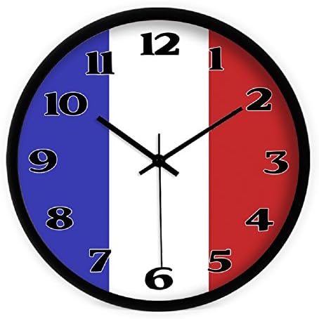 Decoration Wall clock Flag For Classroom,12inch Quartz Quiet Metal frame Not tick-F 12inch