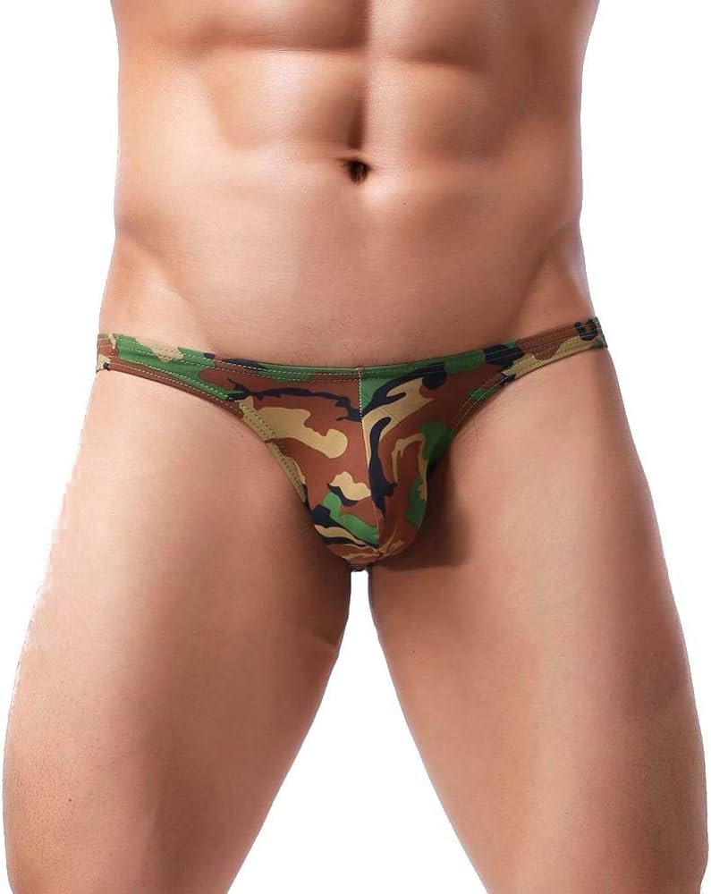 Amober Fashion Mens Briefs Underwear Bulge Camouflage Print Sports Underpants