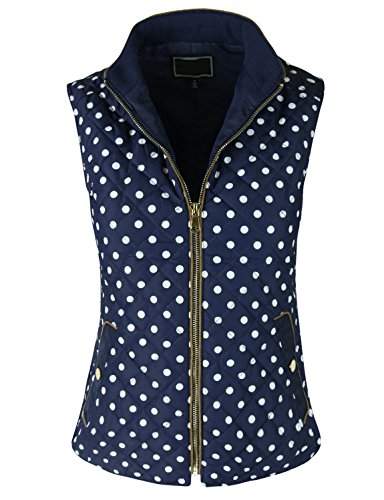 makeitmint Women's Basic Solid Quilted Padding Jacket Vest w/ Pockets Large YJV0002_25NAVY