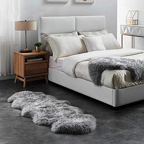 bedee Lammfell Teppich Schaffell Lammfellimitat Schaffellimitat Wollteppich Faux Teppich Kunstfell Nachahmung Wolle Bettvorleger Sofa Matte Longhair Fell