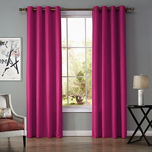 JackLook Solid Color Blackout Grommet Curtains Room Darkening Drapes 2 Panels 52"x63" Rose